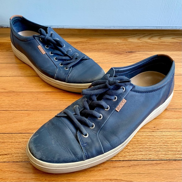 Men’s navy leather Ecco shoes - Picture 2 of 10